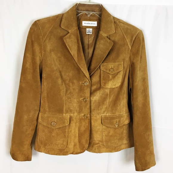 Preston & York Jackets & Blazers - PRESTON & YORK Camel Tan Suede/Leather Blazer-L